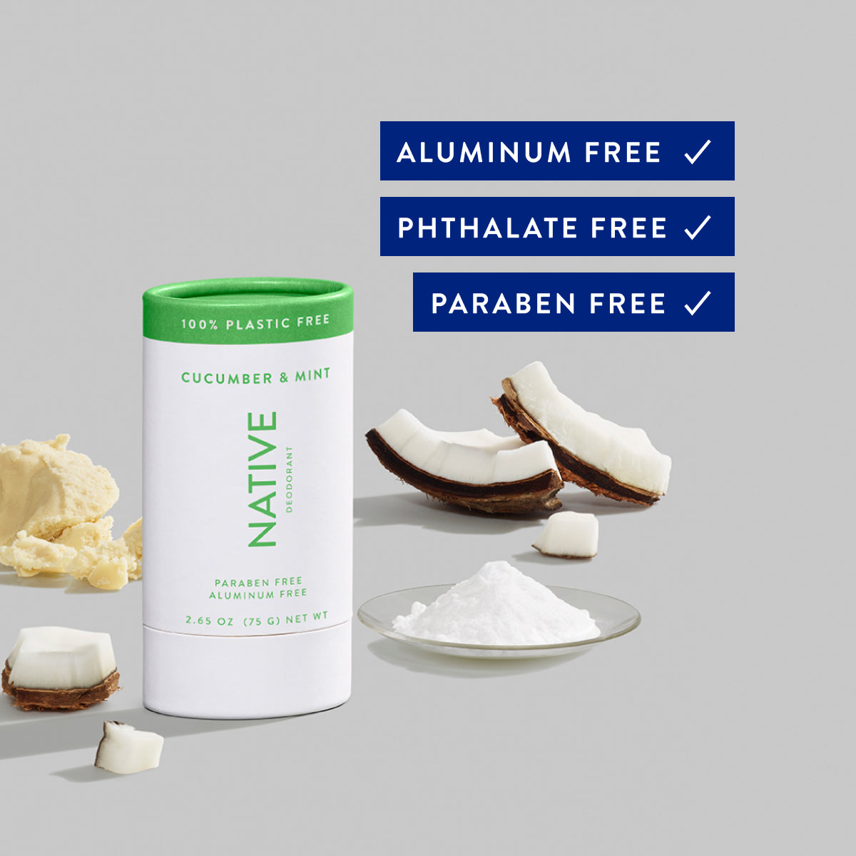 Plastic Free Deodorant Stick - Cucumber & Mint / Classic / 2.65oz | Fresh Daily Routine