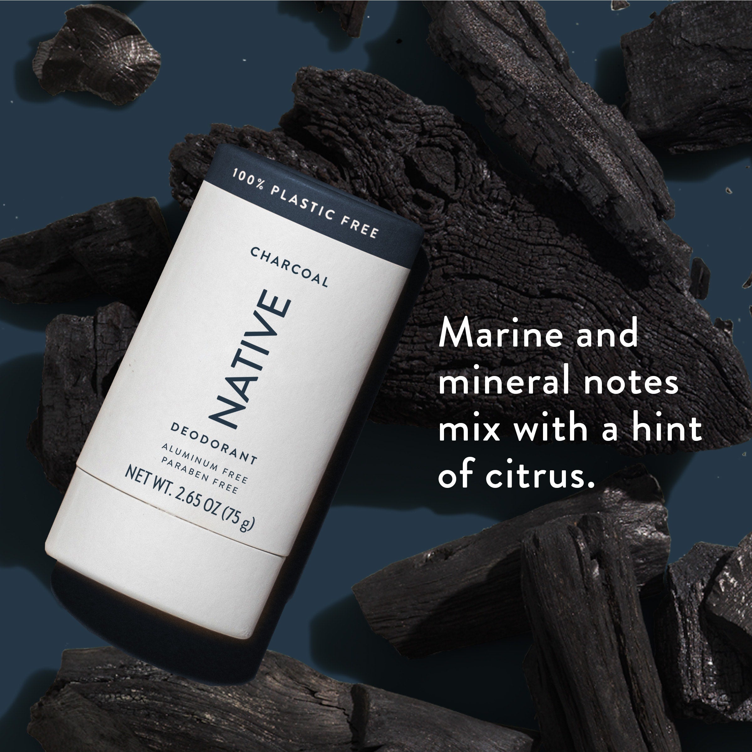 Plastic Free Deodorant Stick - Charcoal / Classic / 2.65oz | Fresh Daily Routine