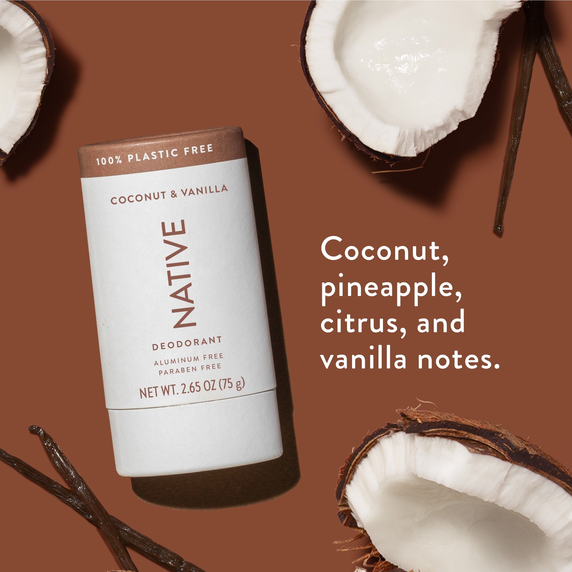 Plastic Free Deodorant Stick - Coconut & Vanilla / Classic / 2.65oz | Fresh Daily Routine