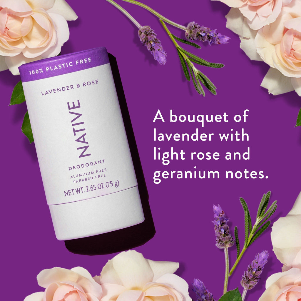 Plastic Free Deodorant Stick - Lavender & Rose / Classic / 2.65oz | Fresh Daily Routine
