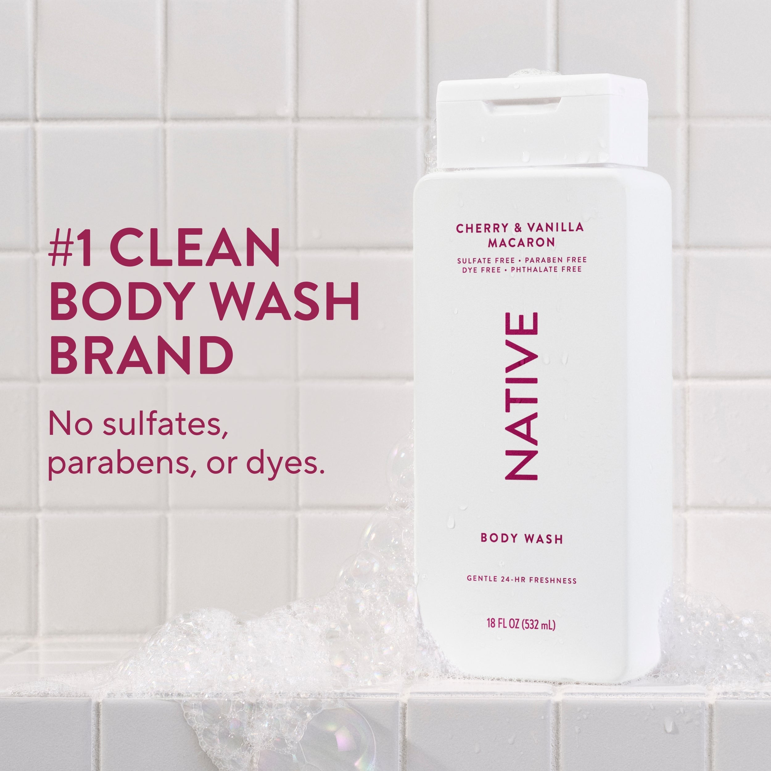 Body Wash - Cherry & Vanilla Macaron / Classic / 18oz | Fresh Daily Routine