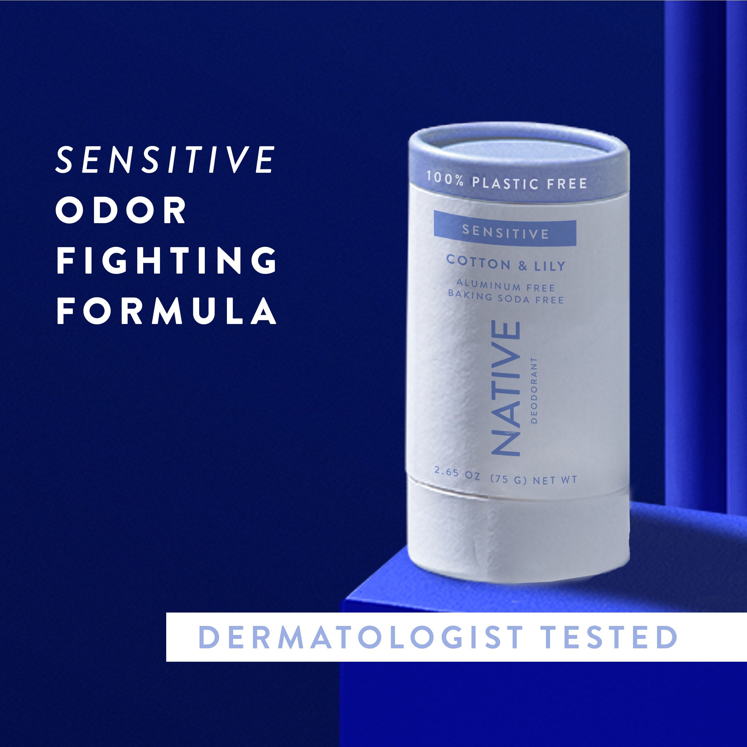 Plastic Free Sensitive Deodorant Stick - Cotton & Lily / Classic / 2.65oz | Fresh Daily Routine