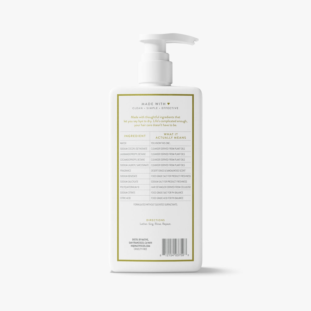 Moisturizing Shampoo - Desert Grass & Sandalwood / Classic / 16.5oz | Fresh Daily Routine