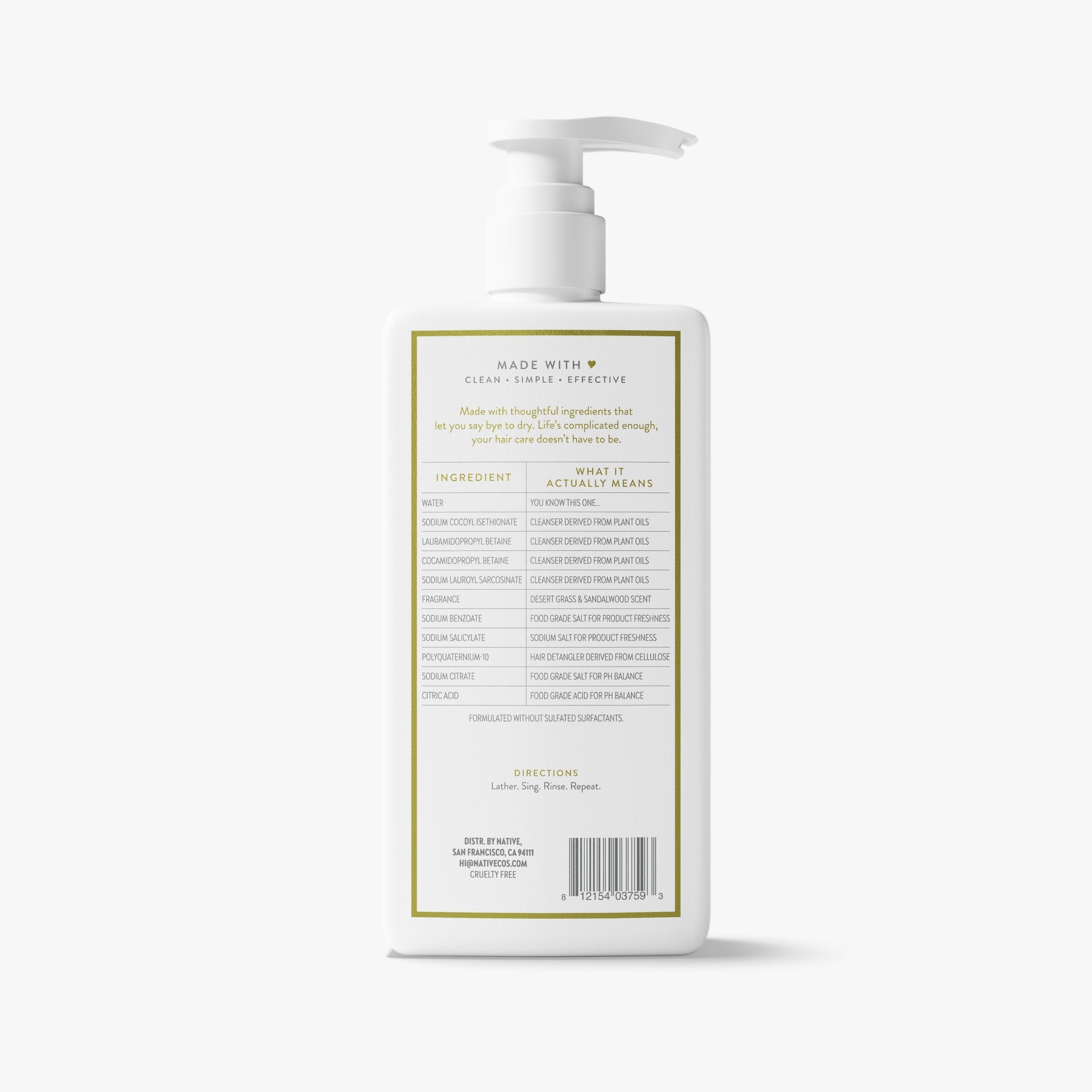 Moisturizing Shampoo - Desert Grass & Sandalwood / Classic / 16.5oz | Fresh Daily Routine